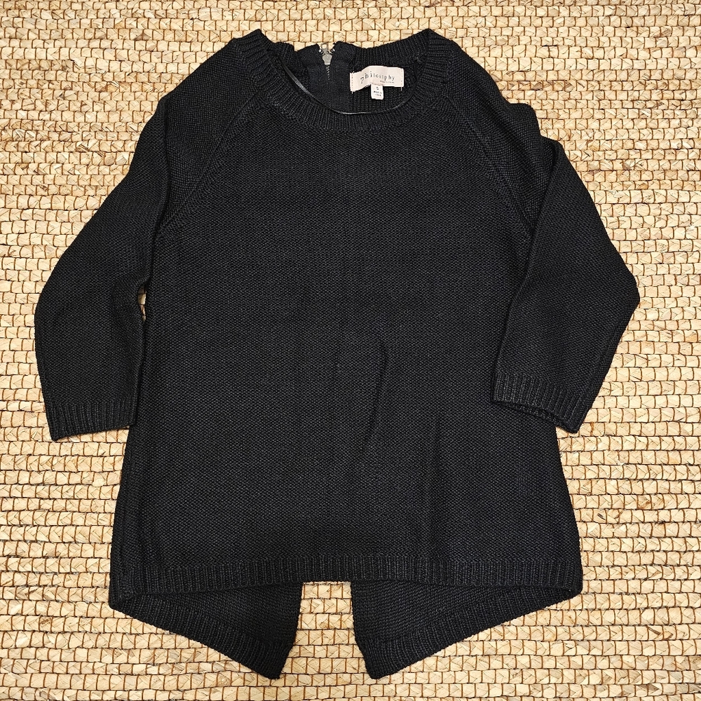 Philosophy black knit mid sleeve sweater